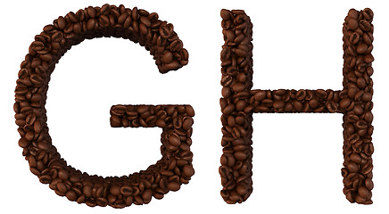 Image showing Coffee font G and H letters isolated 