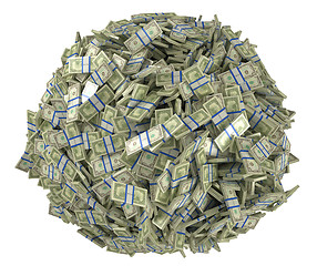 Image showing Ball shape assembled of US dollar bundles