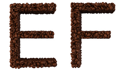 Image showing Coffee font E and F letters isolated