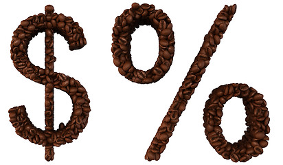 Image showing Coffee font US dollar currency and percent symbol