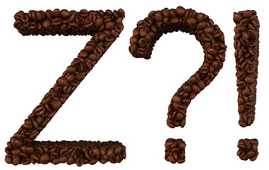 Image showing Coffee font Z and wow, What symbols isolated 