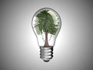 Image showing Lightbulb with green tree inside it