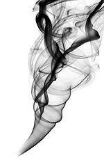 Image showing Abstract puff of black smoke on white