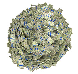 Image showing Sphere shape assembled of US dollar bundles