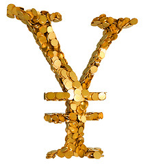 Image showing Japanese Yen. Symbol shaped with coins