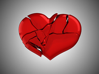 Image showing Death and illness. Red Broken Heart