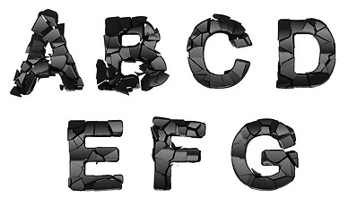 Image showing Broken A-G font letters