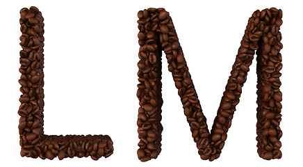 Image showing Coffee font L and M letters isolated