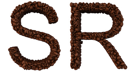 Image showing Coffee font S and R letters isolated 