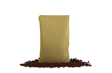 Image showing Sacking Pack on coffee beans isolated