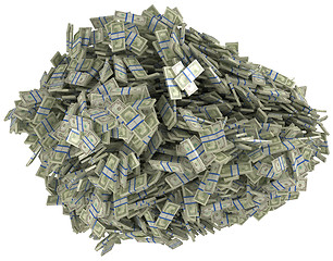 Image showing Money and wealth. Heap of US dollar bundles