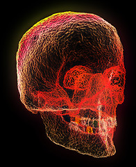 Image showing Red spooky skull shape over black