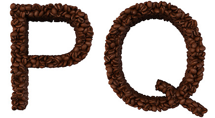Image showing Coffee font P and Q letters isolated