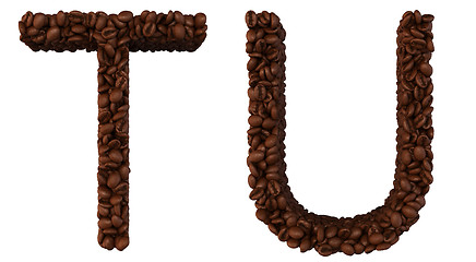 Image showing Coffee font T and U letters isolated