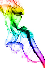 Image showing Abstract puff of colorful smoke on white