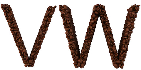 Image showing Coffee font V and W letters isolated