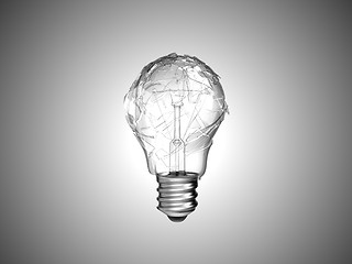 Image showing Making mistake. Broken lightbulb over grey