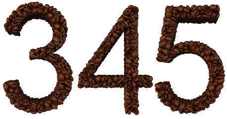 Image showing Coffee font 3 4 5 numerals isolated