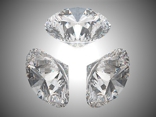 Image showing Three brilliant cut diamonds 