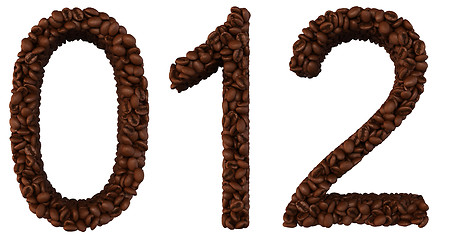 Image showing Coffee font 0 1 2 numerals isolated