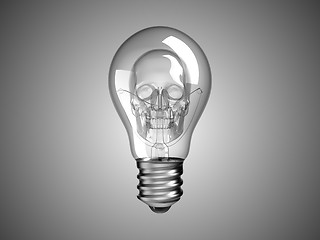 Image showing Spooky Skull inside Lightbulb - death and disease