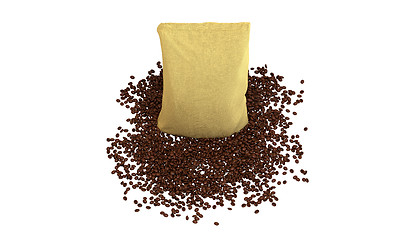 Image showing Top view of Sacking Pack on coffee beans 