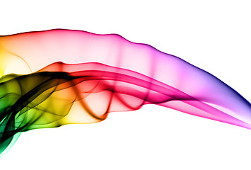 Image showing Abstract colorful fume swirl on white