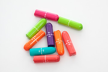 Image showing Colourful tampons feminine hygiene