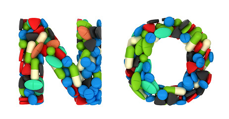 Image showing Medication font N and O pills letters 