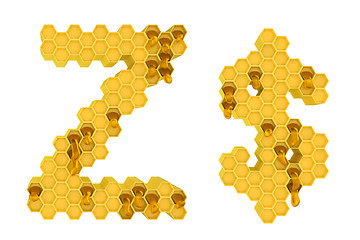 Image showing Honey font Z and USD symbol isolated