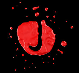 Image showing Red blot J letter over black background