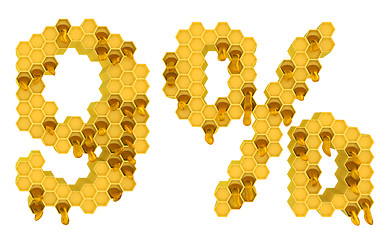 Image showing Honey font 9 numeral and percent mark isolated