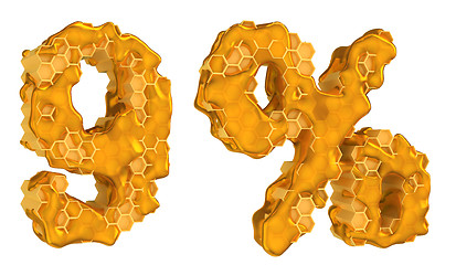 Image showing Honey font 9 numeral and percent mark isolated