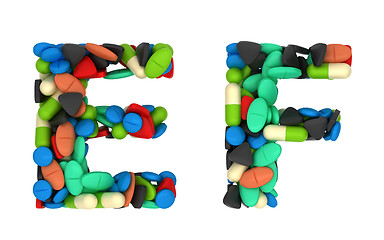 Image showing Pharmaceutical font C and D pills letters