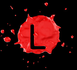 Image showing Red blot L letter over black background