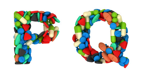 Image showing Pharmacy font P and Q pills letters