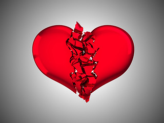 Image showing Red Broken Heart - unrequited love or illness