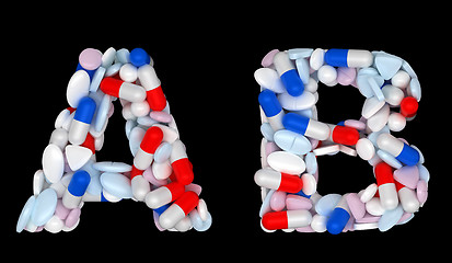 Image showing Healthcare font A and B pills letters 