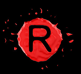 Image showing Red blob R letter over black background