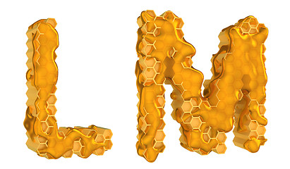 Image showing Honey font L and M letters isolated