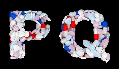 Image showing Pharmacy font P and Q pills letters