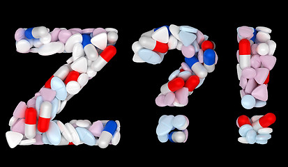 Image showing Pills font Z exlamation and query marks