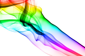 Image showing Abstract colorful fume waves on white