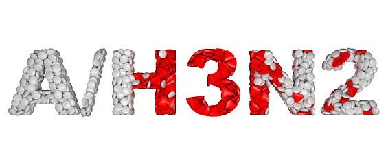 Image showing Swine Flu H3N2 epidemic - word assemled with pills