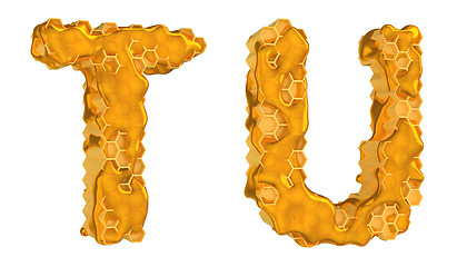 Image showing Honey font T and U letters isolated