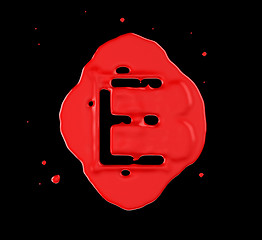 Image showing Red blob E letter over black background