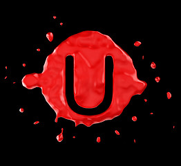 Image showing Red blob U letter over black background