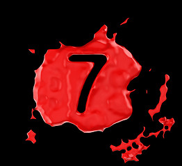 Image showing Red blob seven figure over black background