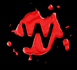 Image showing Red blob W letter over black