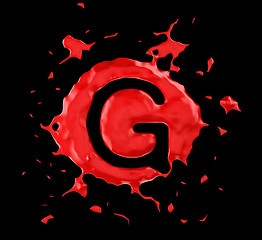 Image showing Red blob G letter over black background